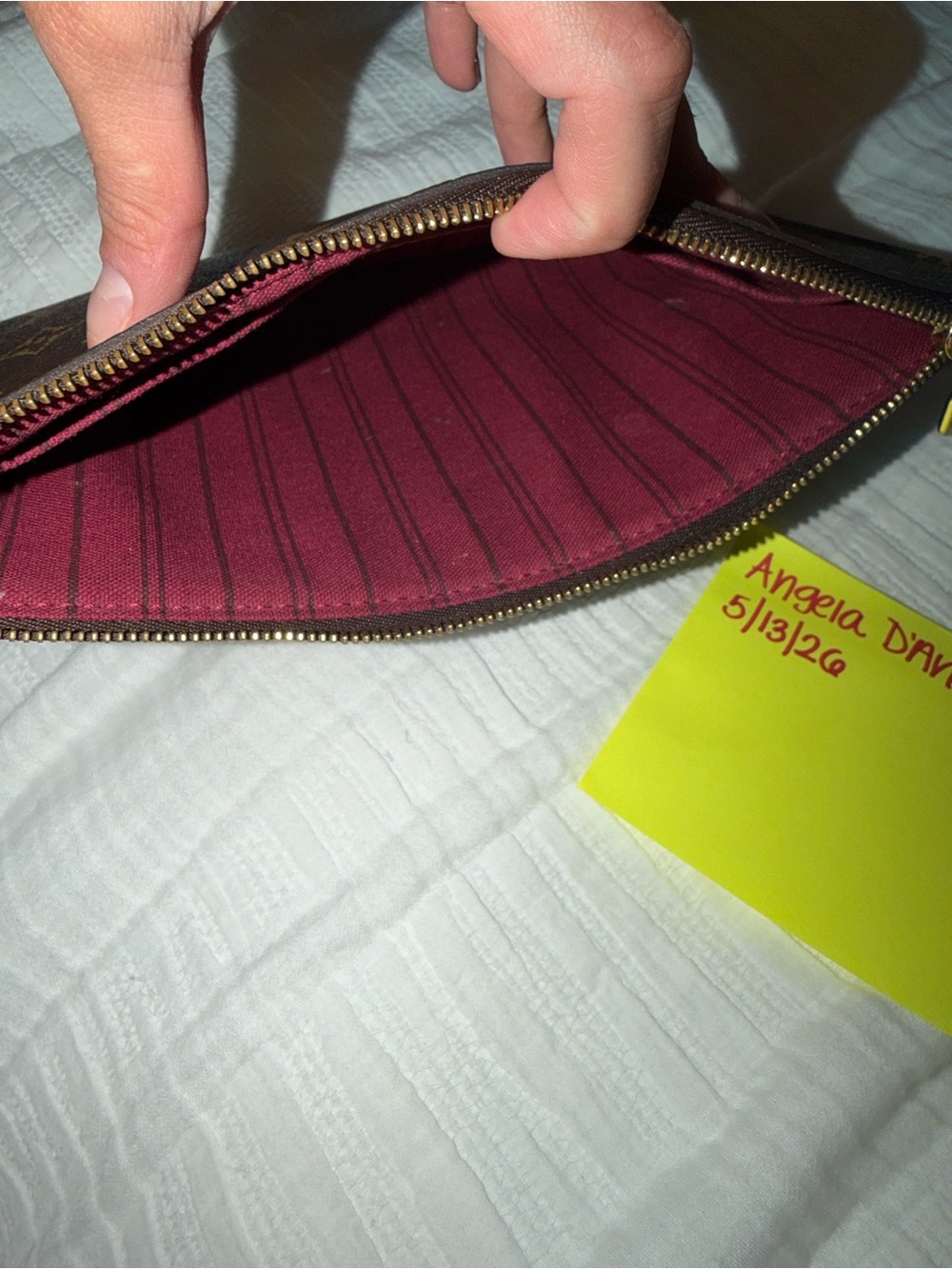 Louis Vuitton Brown Monogram Wristlet Pouch with Tan Strap - Picture 9 of 10